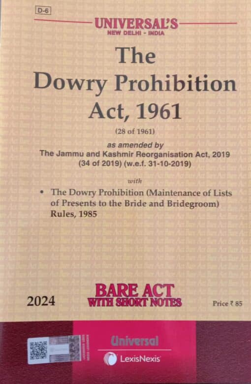 Lexis Nexis’s The Dowry Prohibition Act, 1961 (Bare Act) - 2024 Edition