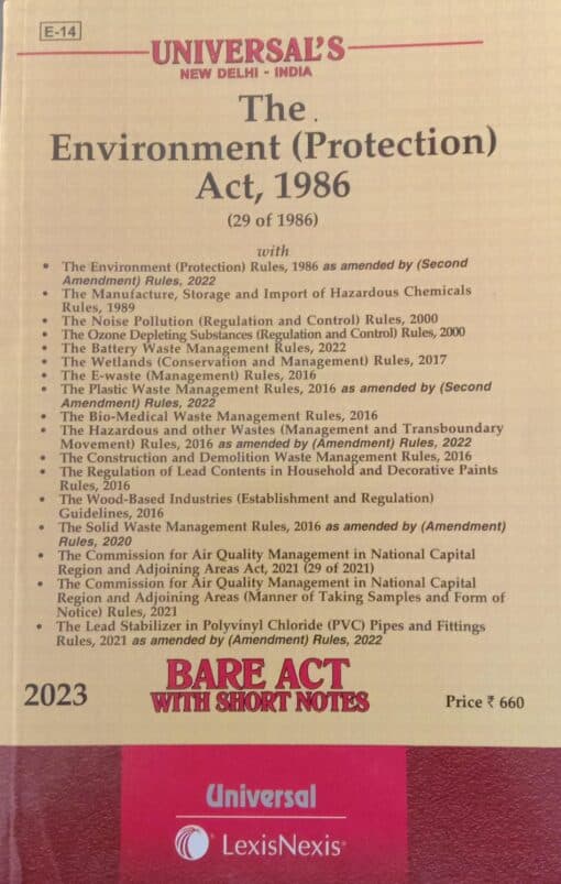 Lexis Nexis’s The Environment (Protection) Act, 1986 (Bare Act) - 2023 Edition