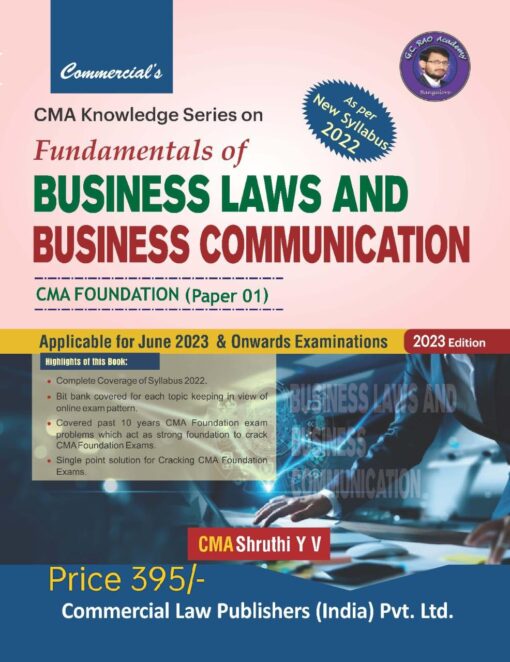 Commercial's Fundamentals of Business Law and Business Communication by CMA Shruthi Y V for June 2023 Exam