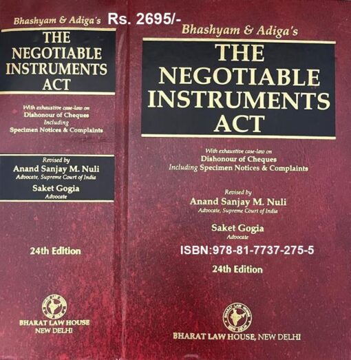Bharat's Negotiable Instruments Act by Bhashyam & Adiga - 24th Edition Reprint with supplement 2023