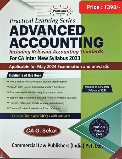 Commercial's Practical Learning Series - Advanced Accounting by G. Sekar for May 2024