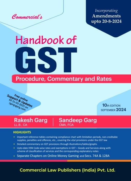 Commercial’s Handbook of GST by Rakesh Garg - 10th Edition 2024