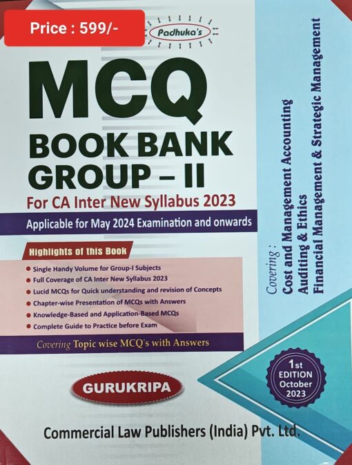 Commercial's MCQ Book Bank for CA Inter Group II by G Sekar for May 2024 Exam
