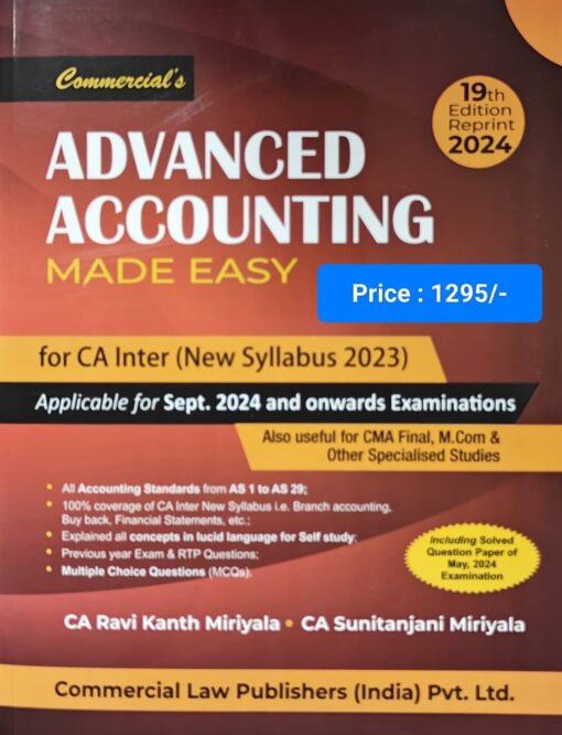 Commercial's Advanced Accounting Made Easy by CA. Ravi Kanth Miriyala for Sept 2024 Exam