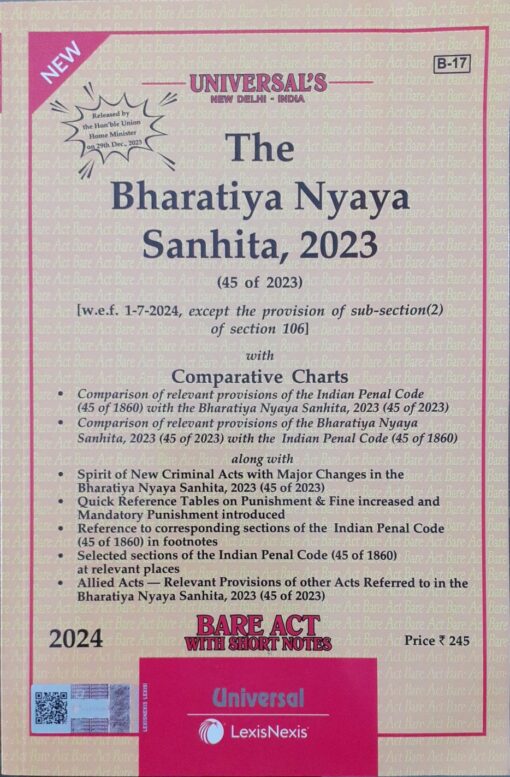 Lexis Nexis’s The Bharatiya Nyaya Sanhita, 2023 (Bare Act) - 2024 Edition