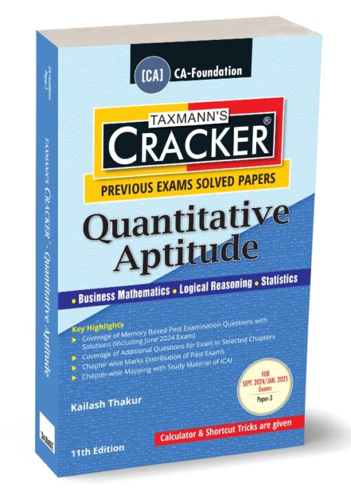 Taxmann's Cracker - Quantitative Aptitude (Maths, LR & Stats) by Kailash Thakur for Sept 2024